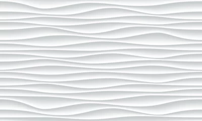 Wall murals Hall White wave pattern background with seamless horizontal wave wall texture. Vector trendy ripple wallpaper interior decoration. Seamless 3d geometry design
