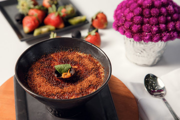 Tiramisu italian traditional dessert in a glass