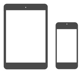 Set of phones and tablets in a flat vector style