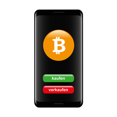 Obraz premium bitcoins kaufen verkaufen via smartphone