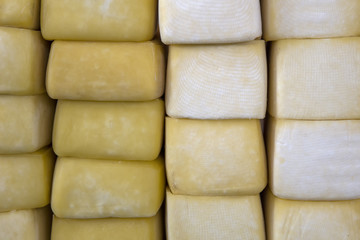 Pile of Peru cheese on the Cusco cheese market