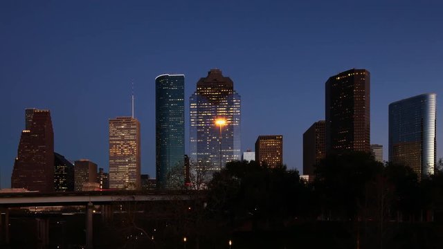 Houston, Texas skyline, a twilight timelapse 4K