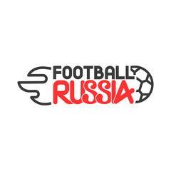 Vector label soccer ball with lettering football russia