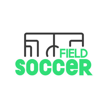 Vector icon label soccer field and lettering