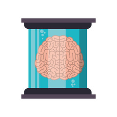 human brain organ in futuristic glass bottle