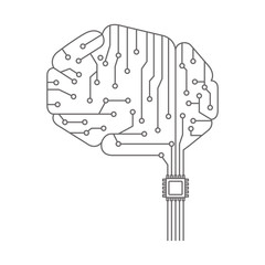 brain with circuit electric icon