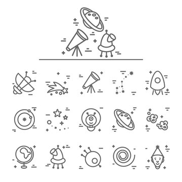 astronomy linear style icons