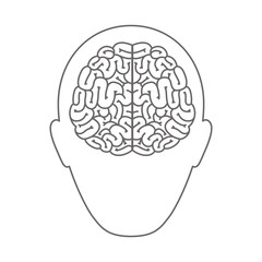 head profile human with brain