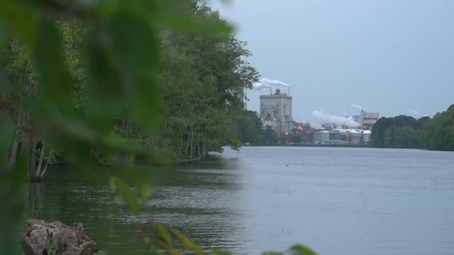 a papermill on a river