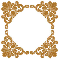 Golden vintage border frame engraving with retro ornament pattern in antique baroque style decorative design. Vector