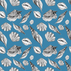 Shells on the bottom of the sea. pattern, watercolor - 200554428