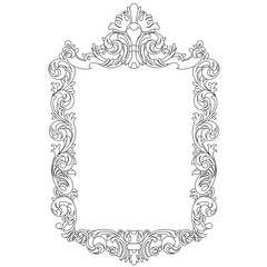 Vintage border frame engraving with retro ornament pattern in antique baroque style decorative design. Vector