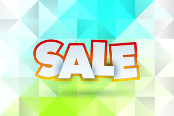 Sale abstract banner template design on soft polygonal elegant background. Special offer, colourful letters for shopping, promo, holidays, promotion. Typography, lettering for website, flyer. vector