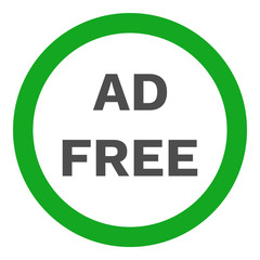 AD FREE sign. Green round button. Vector icon.