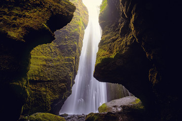 Hidden Waterfall Iceland Cave
