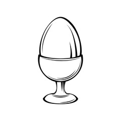 Egg in egg holder, egg-cup, egg stand.  illustration.