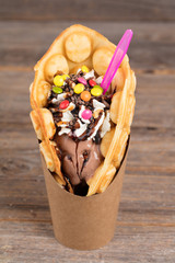 Bubble Waffel mit Schokolade to go