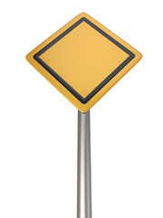 Blank yellow warning road sign