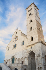 Fototapeta na wymiar Cathedral built near the sea in Puglia at sunset