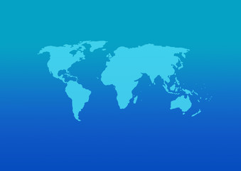 Fototapeta na wymiar World map on blue