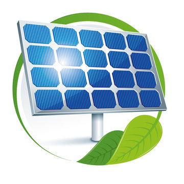 Simbolo energia rinnovabile con pannello solare