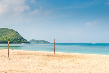 tropical beach with volleyball net