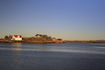 Fototapeta premium Sunset over Buholmen in Northern Norway