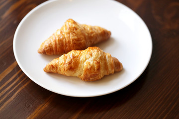 Photo of a macro of delicious croissants