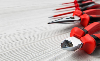 Fototapeta na wymiar Close-up view of new professional electrician tools
