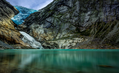 Fototapeta na wymiar The Briksdal glacier. Global warming