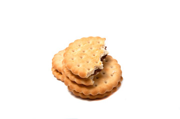 Chocolate cookies isolated on the white