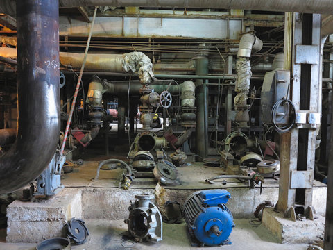 Electric motor water pump under repair at power plant