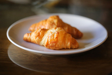 Photo of a macro of delicious croissants