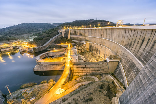 Power plant on Alqueva water dam, Alentejo, Portugal