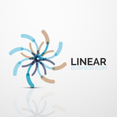 Outline minimal abstract geometric linear business icon made of line segments, elements