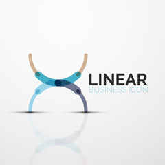 Outline minimal abstract geometric linear business icon made of line segments, elements