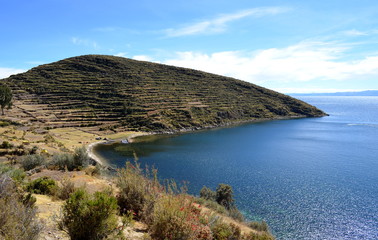 Fototapeta na wymiar View from Isla del Sol on the Titicaca lake, Bolivia