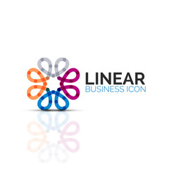 Abstract flower or star, linear thin line icon. Minimalistic business geometric shape symbol created with line segments