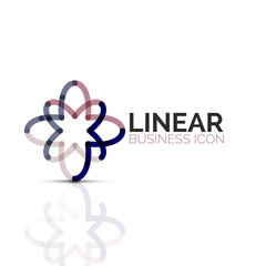 Abstract flower or star, linear thin line icon. Minimalistic business geometric shape symbol created with line segments