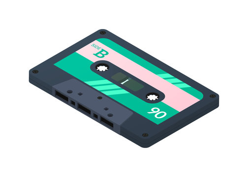 Audio cassette isolated on white background. Vector illustration