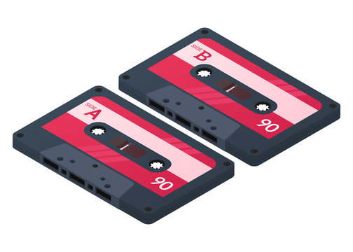 Audio cassettes isolated on white background. Vector illustration