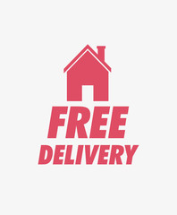Free delivery emblem with house icon over gray background, vector illustration