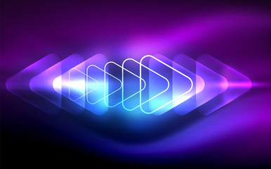 Glowing vector triangle geometric shapes in dark space