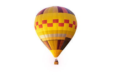Colorful hot air balloon on white background .