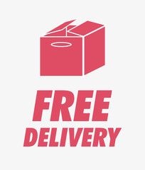 Free delivery design with carton box icon over gray background, colorful design.  vector illustration