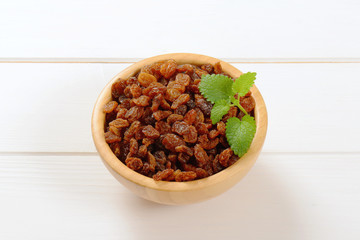 bowl of sweet raisins