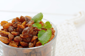 glass of sweet raisins