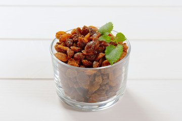 glass of sweet raisins