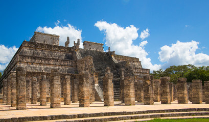 Mexico, Chichen Itz&aacute;, Yucat&aacute;n. Temple of the Warriors with One Thousand columns gallery. Kukulcan El Castillo