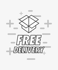 Free delivery design with carton box icon over gray background, vector illustration